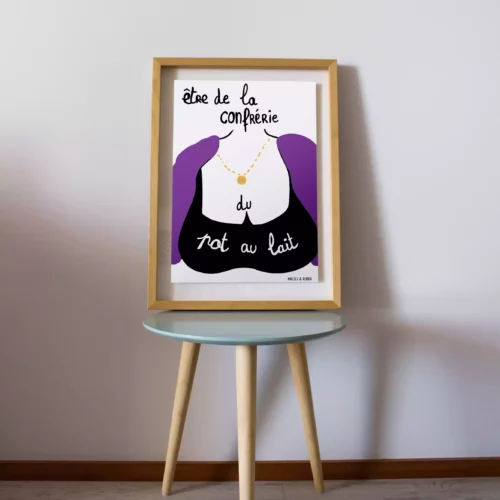 Affiche au format poster A4 expression française illustrée - la confrérie du pot au lait. Affiche avec cadre